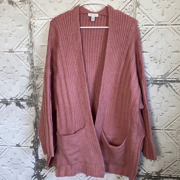 Pink Cozy Slouchy Knit Cardigan Sweater 